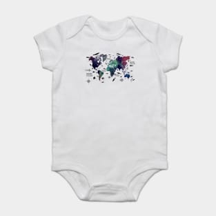 world map with text Baby Bodysuit